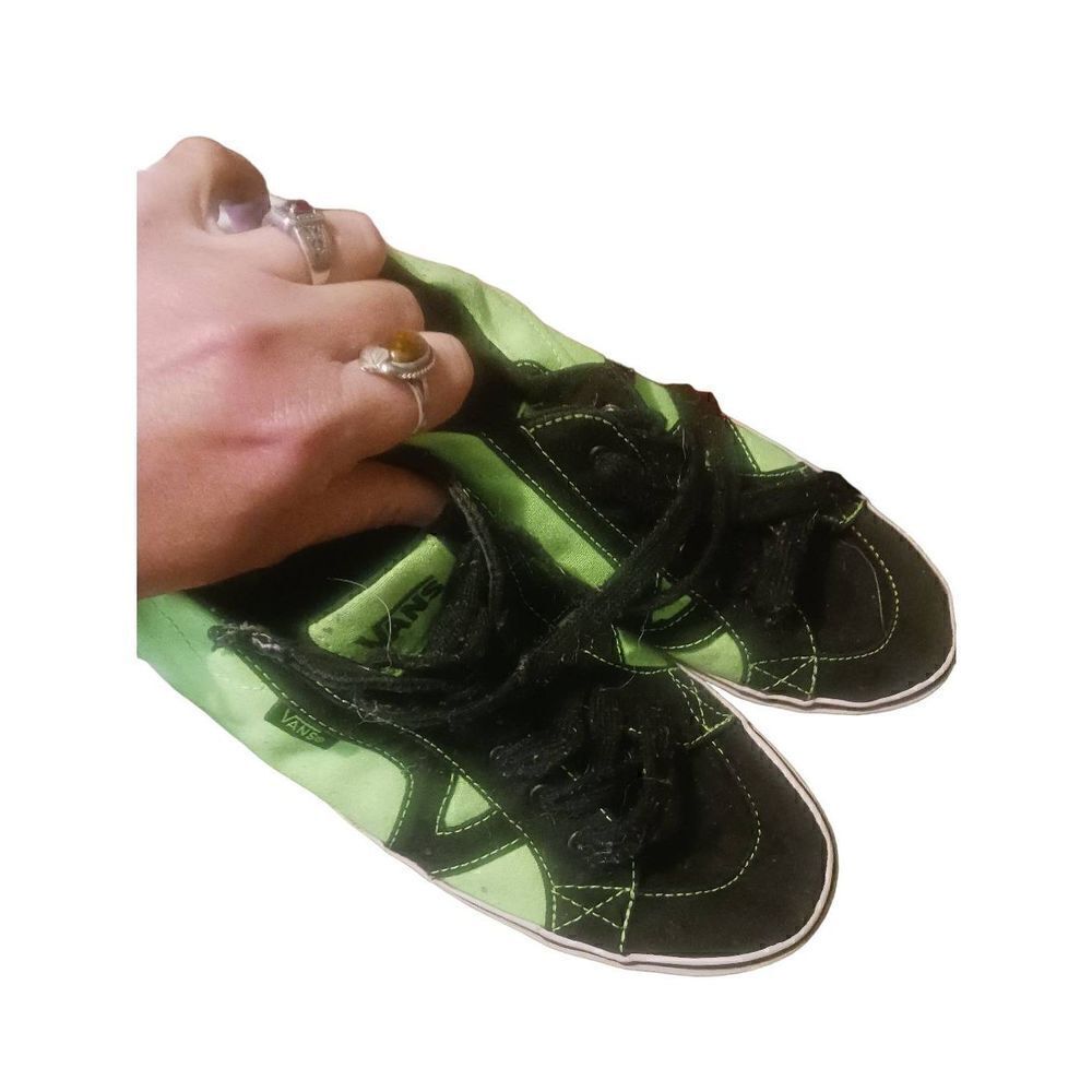 Neon and black vans low top